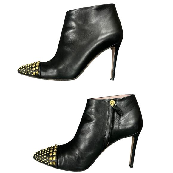 Gucci Booties Women’s Size US 6 Smooth Leather 3” Stiletto w/ Gold Studs - Picture 4 of 7